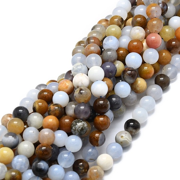 

PandaHall Natural Chalcedony Beads Strands, Round, 8mm, Hole: 1mm, about 46pcs/strand, 15.55''(39.5cm) Chalcedony Round