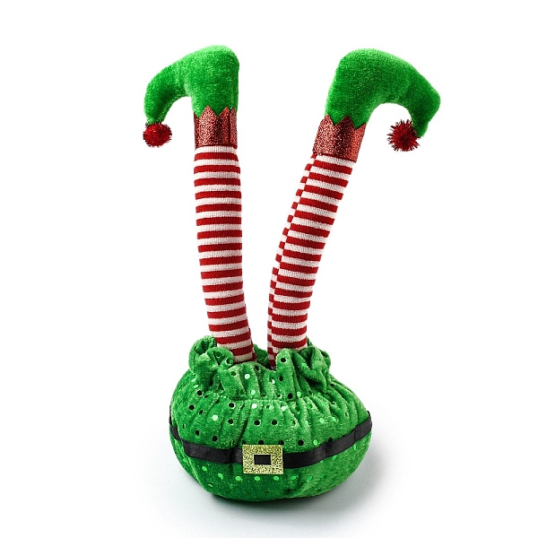 PandaHall Christmas Cloth Elf Leg Ornaments, for Christmas Party Home Desktop Decorations, Green, 120x140x290mm Cloth Body Green