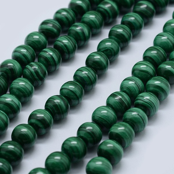 

PandaHall Natural Malachite Beads Strands, Grade AA, Round, 8mm, Hole: 0.7mm, about 48pcs/strand, 15.5 inch(39.5cm) Malachite Round