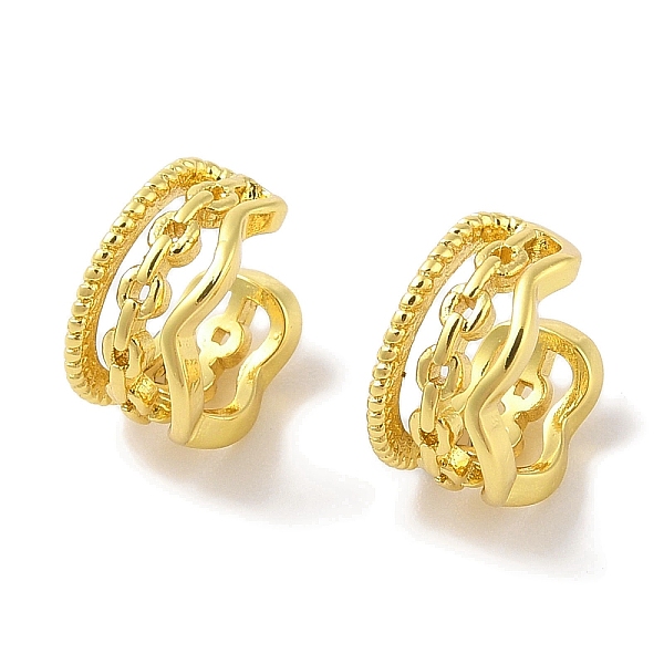 

PandaHall Brass Cuff Earrings for Women, Chain Shape, Real 18K Gold Plated, 12x7.5mm Brass Others