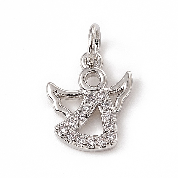 

PandaHall Brass Micro Pave Cubic Zirconia Charms, with Jump Ring, Angel Charm, Platinum, 12x10x1.5mm, Ring: 5x0.8mm, Hole: 3mm Brass+Cubic..., Clear