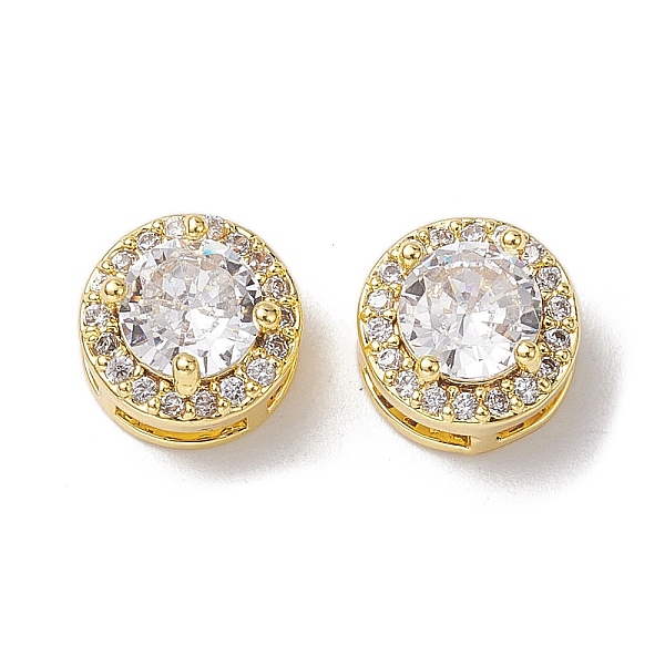 

PandaHall Brass Micro Pave Clear Cubic Zirconia Beads, Flat Round, Real 18K Gold Plated, 9.5x6.8mm, Hole: 5x1.8mm Brass+Cubic Zirconia Flat...