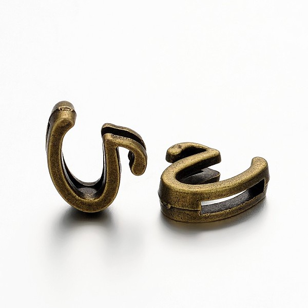 

PandaHall Tibetan Style Antique Bronze Plated Alloy Letter Slide Charms, Nickel Free, Letter.U, 10~12x8~13x4mm, Hole: 2x8mm Alloy Letter U