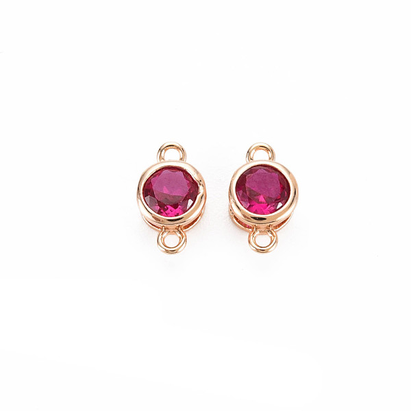 

PandaHall Brass Connector Charms, with Rhinestone, Nickel Free, Real 18K Gold Plated, Flat Round, Ruby, 9x5x3mm, Hole: 1mm Brass+Rhinestone..., Red