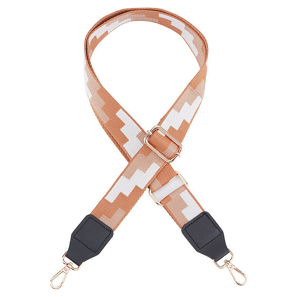 

PandaHall Polyester Adjustable Bag Strap, with PU Leather & Alloy Clasps, for Bag Replacement Accessories, Peru, 88x3.7cm Polyester Brown