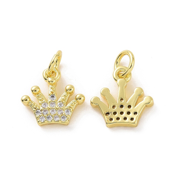 

PandaHall Brass Micro Pave Clear Cubic Zirconia Charms, with Jump Ring, Crown Charm, Real 18K Gold Plated, 11x11x2mm, Hole: 3.2mm...