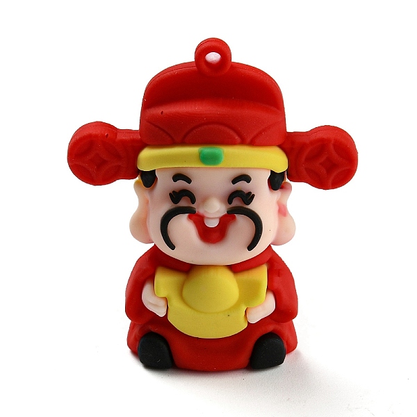 

PandaHall Opaque PVC Plastic Big Pendants, God of Wealth Charm, Red, 54x44x17.5mm, Hole: 3mm PVC Others Red