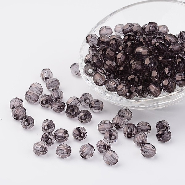 

PandaHall Transparent Acrylic Beads, Faceted, Round, Gray, 8mm, Hole: 1.5mm Acrylic Round Gray