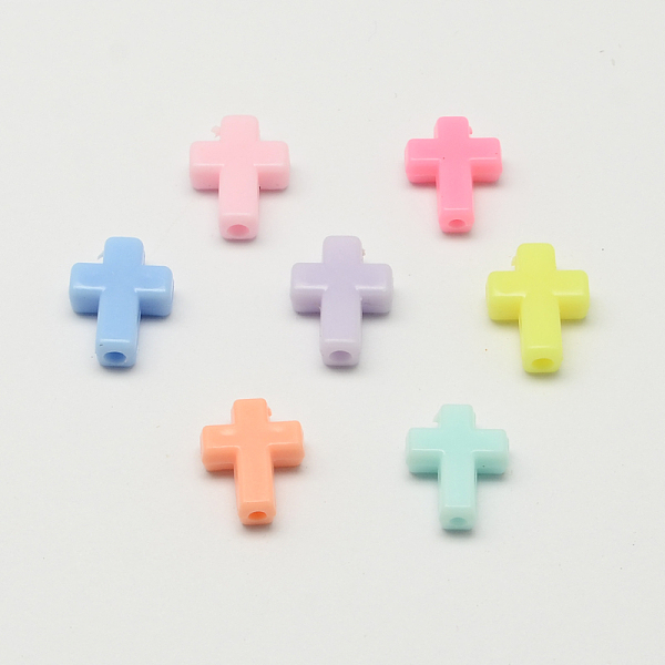 

PandaHall Opaque Acrylic Cross Beads, Mixed Color, 17x12.5x5mm, Hole: 2mm, about 1470~1497pcs/500g Acrylic Cross Multicolor