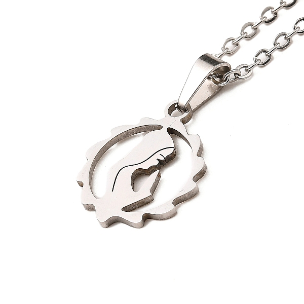 

PandaHall Stainless Steel Pendants Necklaces, Goddess, 11.61 inch(29.5cm), Pendant: 16.5x13.5mm Stainless Steel Goddess