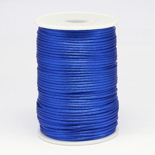 

PandaHall Polyester Cord, Satin Rattail Cord, for Beading Jewelry Making, Chinese Knotting, Blue, 2mm, about 100yards/roll Polyester Blue