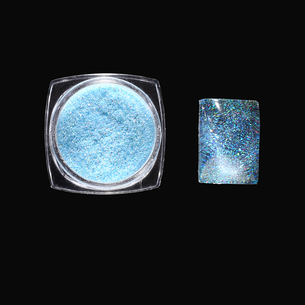 

PandaHall Nail Art Luminous Powder, Shining Nail Art Decoration Accessories, Light Sky Blue, 0.1~0.5x0.1~0.5mm, about 0.7g/box Metal Others