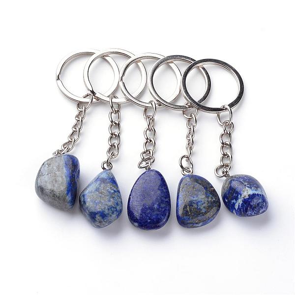 

PandaHall Natural Lapis Lazuli Keychain, with Iron Findings, Platinum, 85~94mm Lapis Lazuli Nuggets