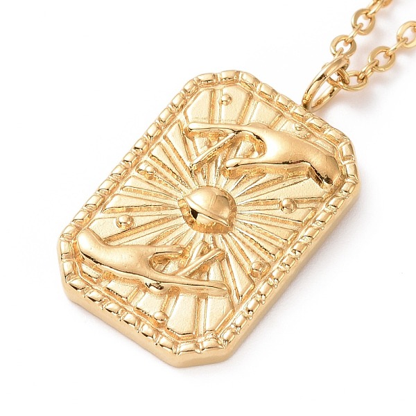 

PandaHall Ion Plating(IP) 304 Stainless Steel Rectangle with Hand Pendant Necklace for Women, Golden, 17.83 inch(45.3cm) 304 Stainless Steel...