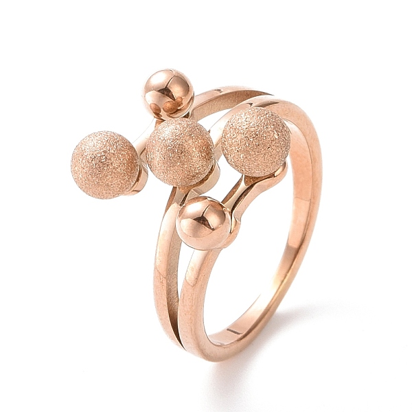 

PandaHall Ion Plating(IP) 304 Stainless Steel Round Ball Finger Ring for Women, Rose Gold, US Size 7(17.3mm) 304 Stainless Steel