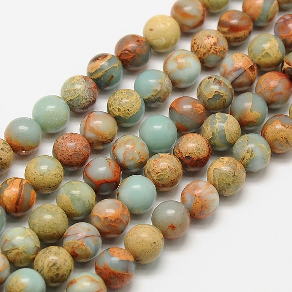 

PandaHall Round Natural Aqua Terra Jasper Beads Strands, 8mm, Hole: 1mm, about 51pcs/strand, 15.7 inch Aqua Terra Jasper Round