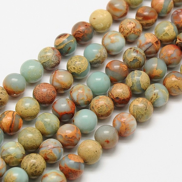 Perles Rondes Naturelles En Aqua Terra Et Jasper