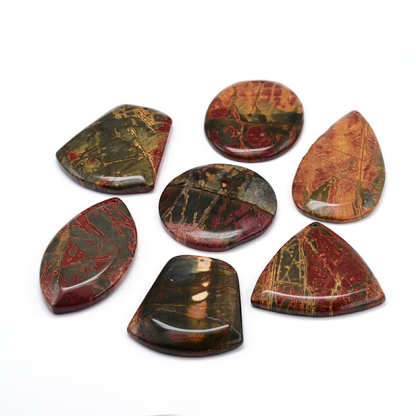 

PandaHall Natural Polychrome Jasper/Picasso Stone/Picasso Jasper Pendants, Mixed Shapes, 30~61x22~52x5~7mm, Hole: 1.5~2mm Picasso Jasper...