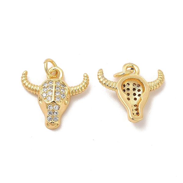 

PandaHall Rack Plating Brass Micro Pave Cubic Zirconia Pendants, with Jump Rings, Cadmium Free & Lead Free, Cattle, Real 18K Gold Plated..., Clear