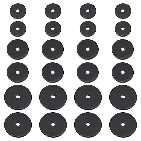 

PandaHall UNICRAFTALE About 60pcs 3 Sizes Black Flat Round Beads Stainless Steel Disc Beads Rondelle Spacer Beads for DIY Jewelry Making...