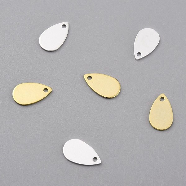 

PandaHall Brass Charms, Teardrop, Mixed Color, 10x6x0.5mm, Hole: 1mm Brass Teardrop