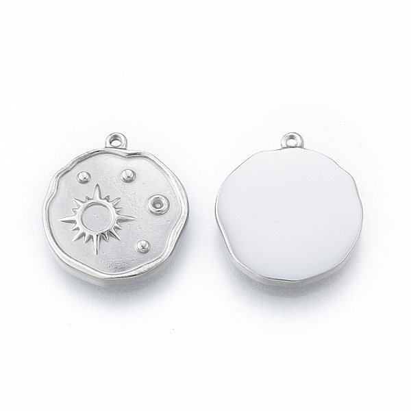 

PandaHall 304 Stainless Steel Pendant Rhinestone Settings, Flat Round with Sun, Stainless Steel Color, Fit for 1mm Rhinestone, 17x15x3mm...