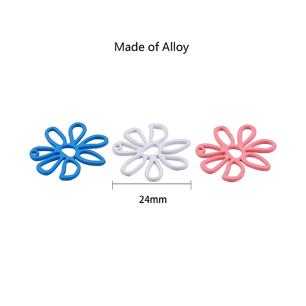 

PandaHall Alloy Pendants, DIY for Earring Hook Accessories, Flower, Mixed Color, 24mm, 14pcs/Box Alloy Flower Multicolor