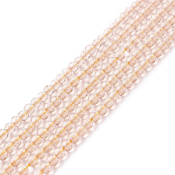 

PandaHall Transparent Glass Beads Strands, Faceted, Round, Old Lace, 3mm, Hole: 0.8mm, about 127~139pcs/strand, 14.09~14.53 inch...