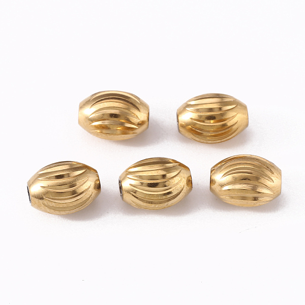 

PandaHall 201 Stainless Steel Corrugated Beads, Oval, Golden & Stainless Steel Color, 8x6mm, Hole: 1.8mm 201 Stainless Steel Oval