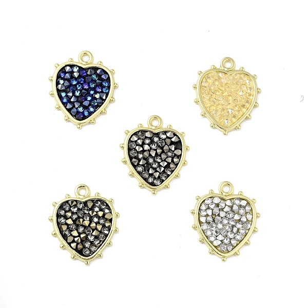 

PandaHall Rhinestone Pendants, with Light Gold Plated Brass Findings, Heart, Cadmium Free & Lead Free, Mixed Color, 20x17.5x2.5mm, Hole..., Multicolor