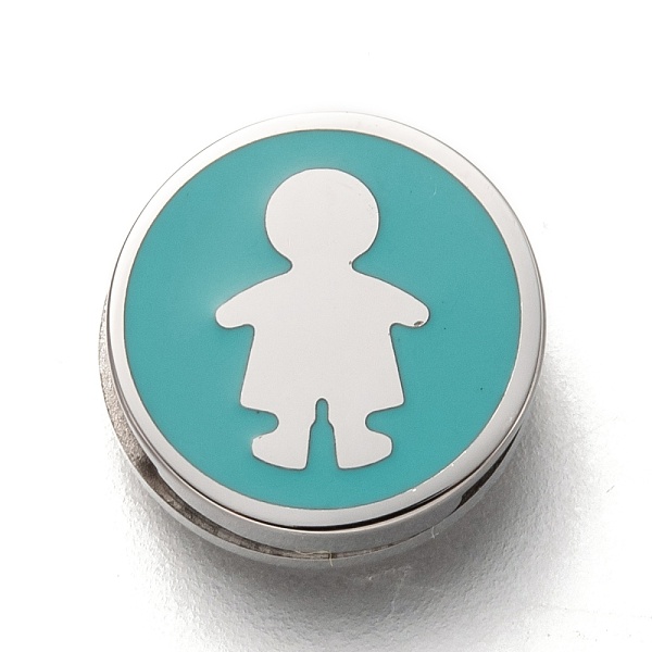 

PandaHall 304 Stainless Steel Slide Charms, Enamel Style, Flat Round with Boy, Aquamarine, Stainless Steel Color, 12x3.5mm, Hole: 8x1.5mm..., Green