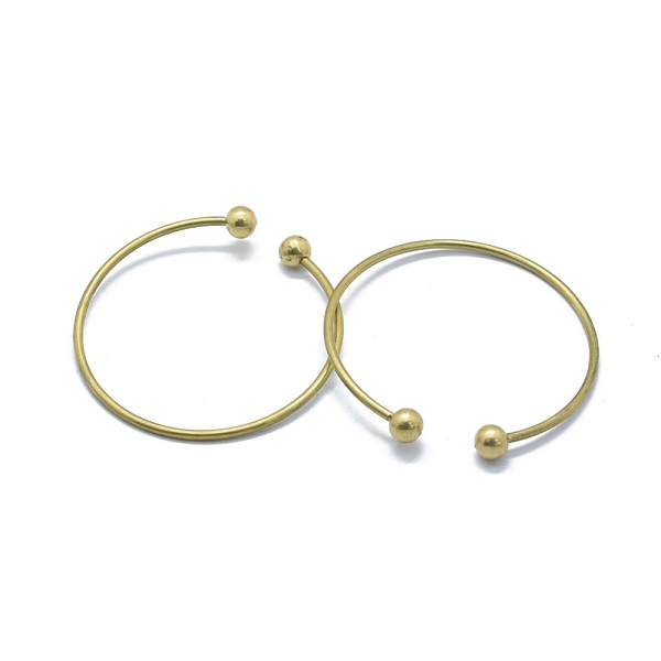 

PandaHall Brass Cuff Bangles Making, Torque Bangles, End with Removable Round Beads, Nickel Free, Raw(Unplated), 50x1.5mm Brass