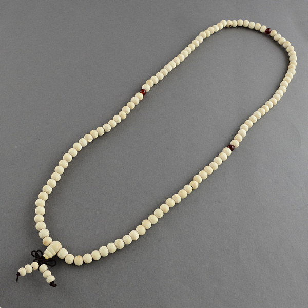 

PandaHall Dual-use Items, Wrap Style Buddhist Jewelry White Wood Round Beaded Bracelets or Necklaces, Light Goldenrod Yellow, 520mm...