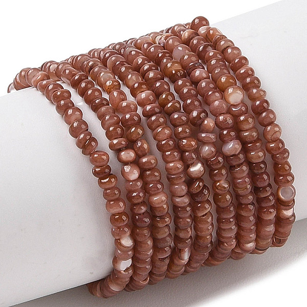 

PandaHall Natural Freshwater Shell Beads Strands, Dyed, Rondelle, Sienna, 2x1mm, Hole: 0.5mm, about 231~235pcs/strand, 14.96''(38cm)..., Brown