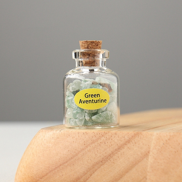 

PandaHall Green Aventurine Display Decorations, Reiki Energy Stone Chip Wishing Bottle, 20x30mm Green Aventurine Bottle