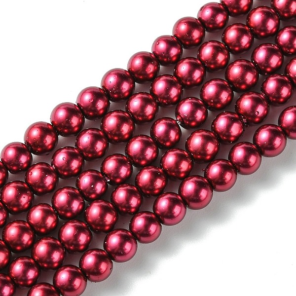 

PandaHall Eco-Friendly Dyed Glass Pearl Beads Strands, Grade A, Round, Cotton Cord Threaded, Crimson, 5mm, Hole: 1.2~1.5mm, about..., Pink