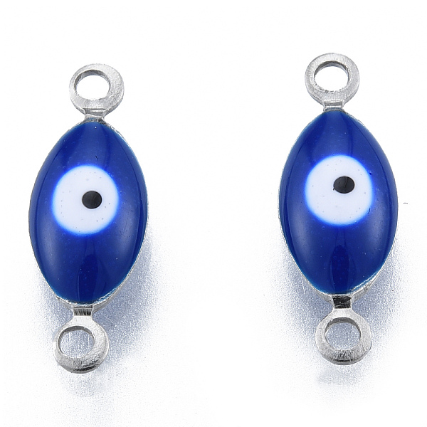 

PandaHall 304 Stainless Steel Enamel Connector Charms, Stainless Steel Color, Horse Eye, Dark Blue, 14.5x5x3mm, Hole: 1.2mm 304 Stainless...