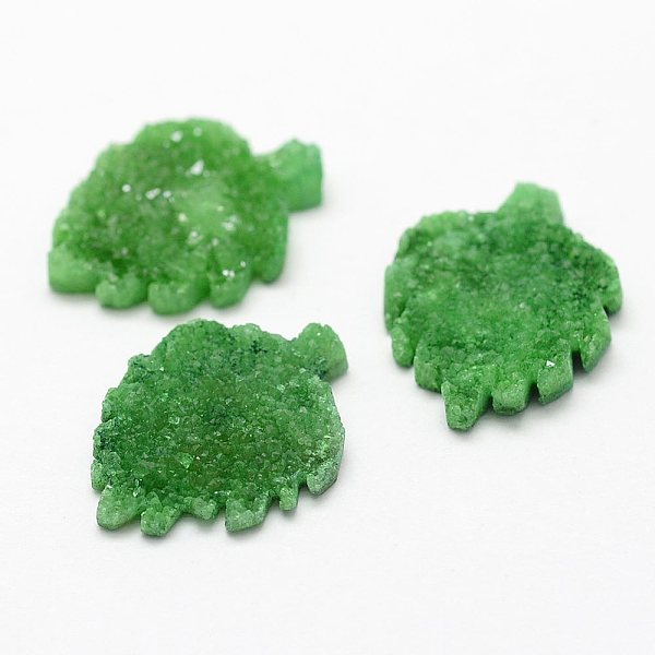 

PandaHall Natural Druzy Agate Cabochons, Dyed, Leaf, 16x12x2mm Natural Agate
