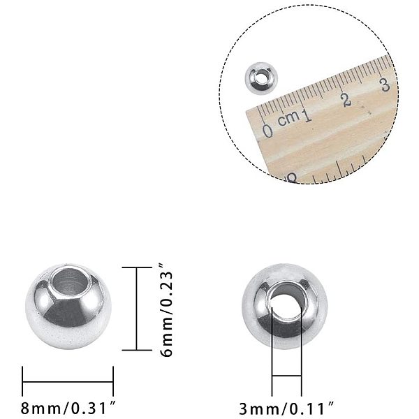

PandaHall 100 Pcs 8mm Metal Spacer Beads, 304 Stainless Steel Round Beads Smooth Rondelle Loose Beads for DIY Jewelry Making Findings 304...