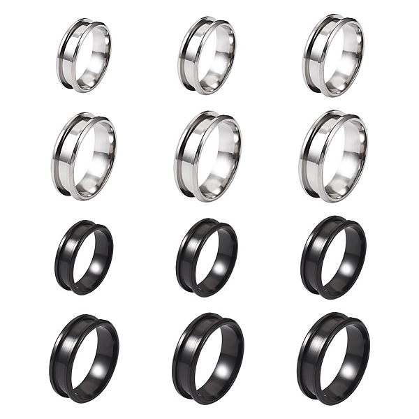

PandaHall Yilisi 12Pcs 12 Style Stainless Steel Grooved Finger Ring Settings, Ring Core Blank, for Inlay Ring Jewelry Making, Gunmetal &...