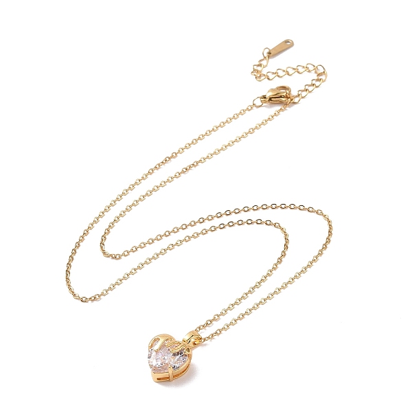 

PandaHall Cubic Zirconia Heart Pendant Necklace with 304 Stainless Steel Cable Chains for Women, Clear, 16.42 inch(41.7cm) Cubic Zirconia...