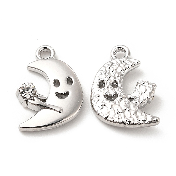 

PandaHall Rack Plating Alloy Rhinestone Pendants, Cadmium Free & Lead Free, Crescent Moon, Platinum, 16.5x12x3.5mm, Hole: 1.6mm..., Clear