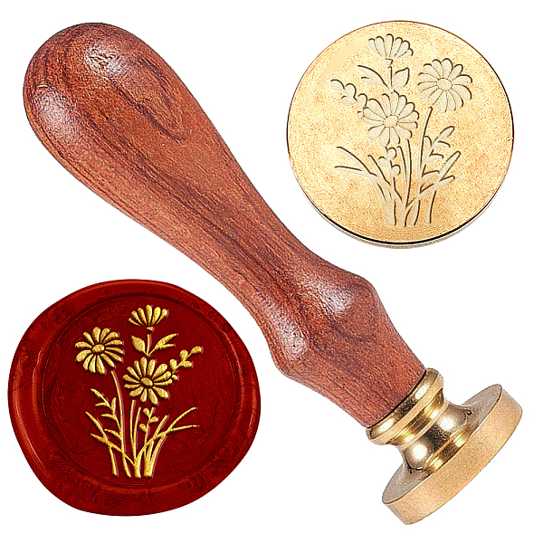 

PandaHall Wax Seal Stamp Set, Golden Plated Sealing Wax Stamp Solid Brass Head, with Retro Wood Handle, for Envelopes Invitations, Gift Card...