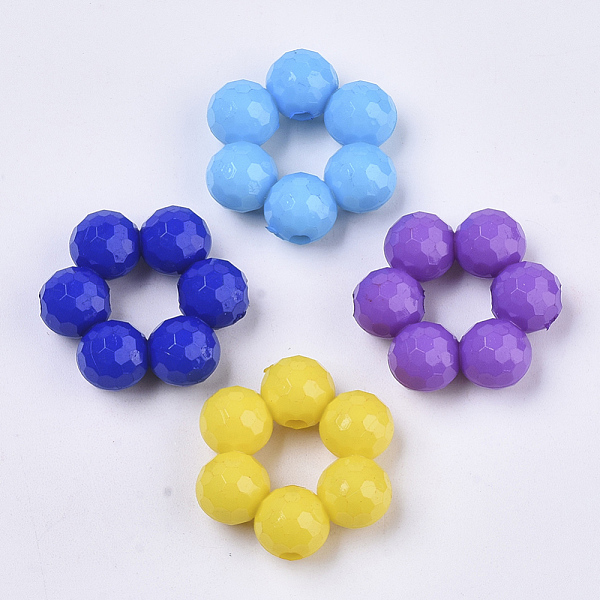 

PandaHall Opaque Acrylic Pendants, Faceted, Flower, Mixed Color, 24x24x8mm, Hole: 2mm, about 270pcs/500g Acrylic Flower Multicolor