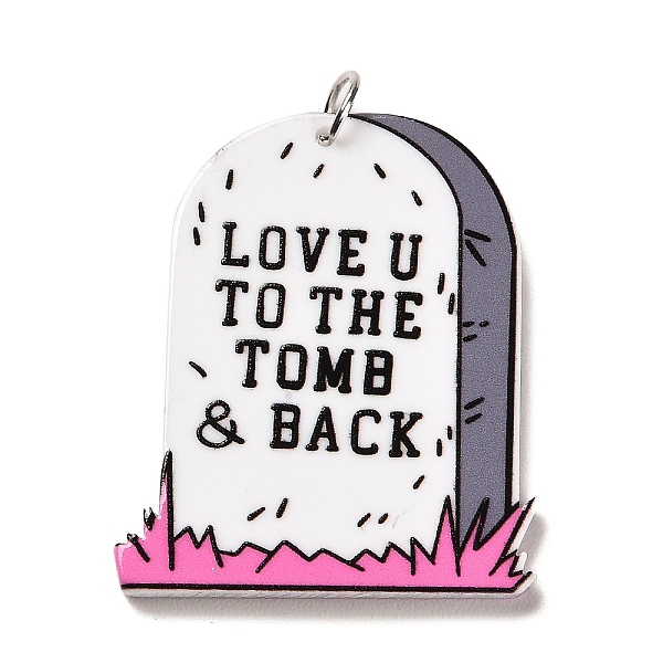 

PandaHall Opaque Acrylic Pendants, Skull/Cross/Tombstone, Hot Pink, 39x33x3mm Acrylic Word