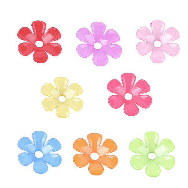 

PandaHall Opaque AS Plastic Bead Caps, 6-Petal, Flower, Mixed Color, 33.5x31.5x6.5mm, Hole: 5.5mm, about 350pcs/500g Plastic Multicolor