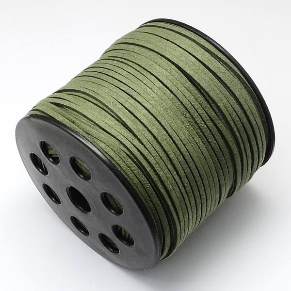 

PandaHall Eco-Friendly Faux Suede Cord, Faux Suede Lace, Dark Olive Green, 3.0x1.4mm, about 98.42 yards(90m)/roll Faux Suede Green