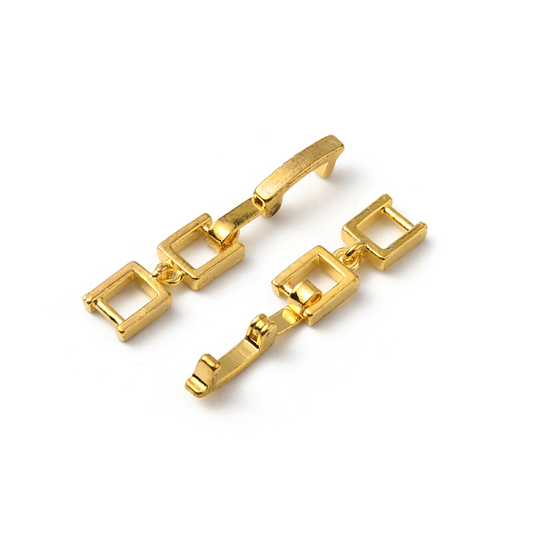 

PandaHall Brass Fold Over Clasps, Bracelet, Necklace Jewelry Extender, Real 18K Gold Plated, 29mm, Link: 8x5.5x2mm, Clasp: 10x2x4mm Brass