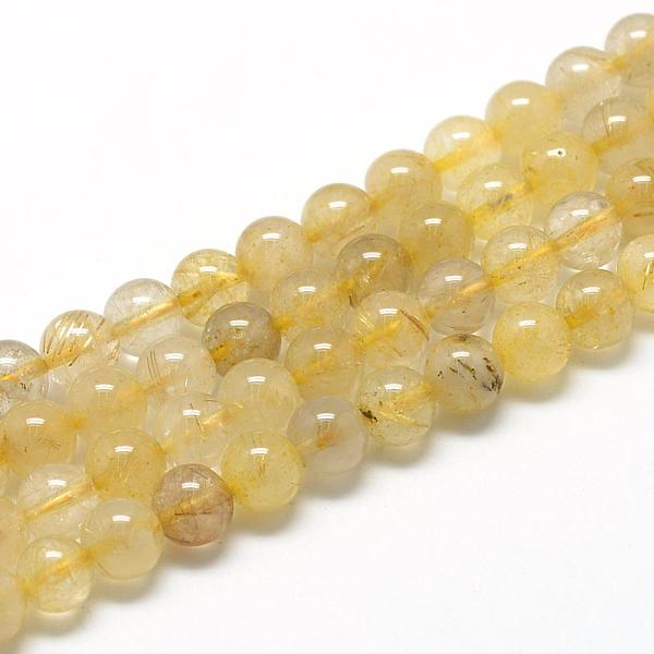 

PandaHall Natural Gold Rutilated Quartz Beads Strands, Dyed, Round, 8~9mm, Hole: 1mm, about 45~48pcs/strand, 15.7 inch Rutilated Quartz...