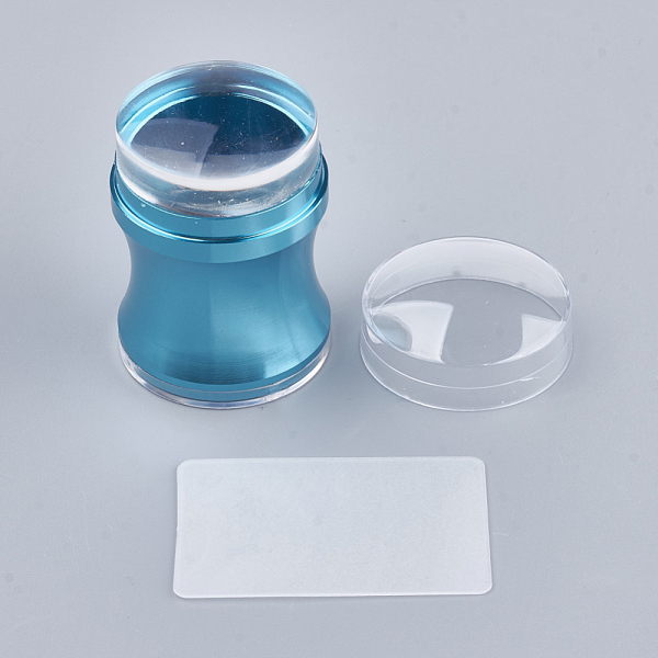

PandaHall Silicone Nail Art Seal Stamp and Scraper Set, with Metal Handle, Nail Printing Template Tool, Blue, 5.2x4.2cm, 5.4x4cm Silicone...